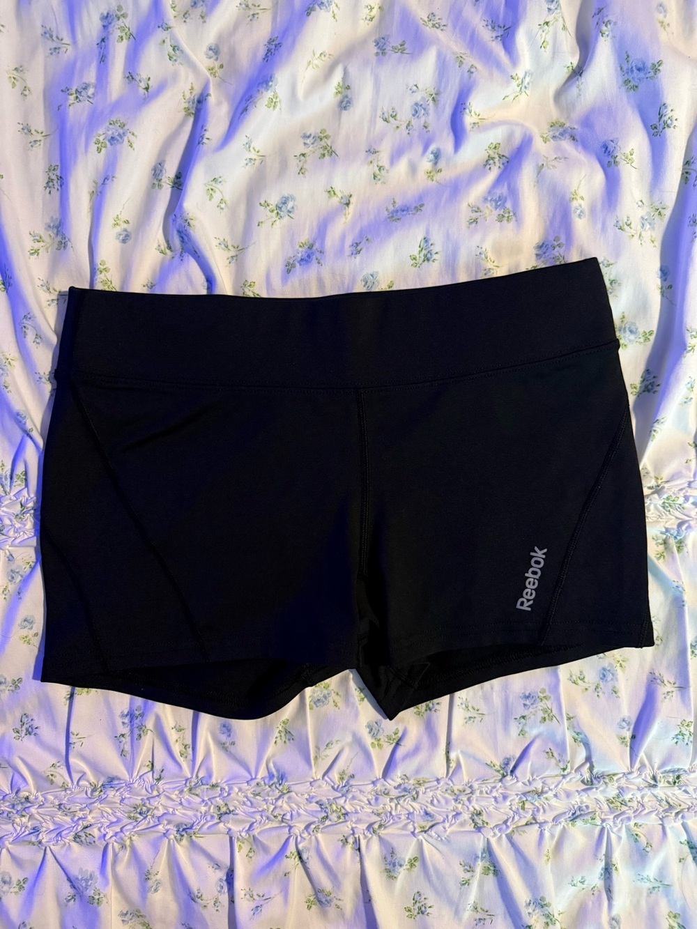 Reebok Women's Black Performance Stretch Shorts SpeedWick - 2.5” Mini Spandex